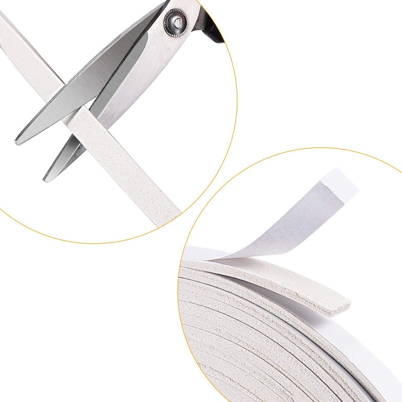 Hestya 10 m Foam Draught Excluder Weather Strip Tape Weatherstrip Weather Seals for Window Door Sealing (3 mm, White) - Image 3