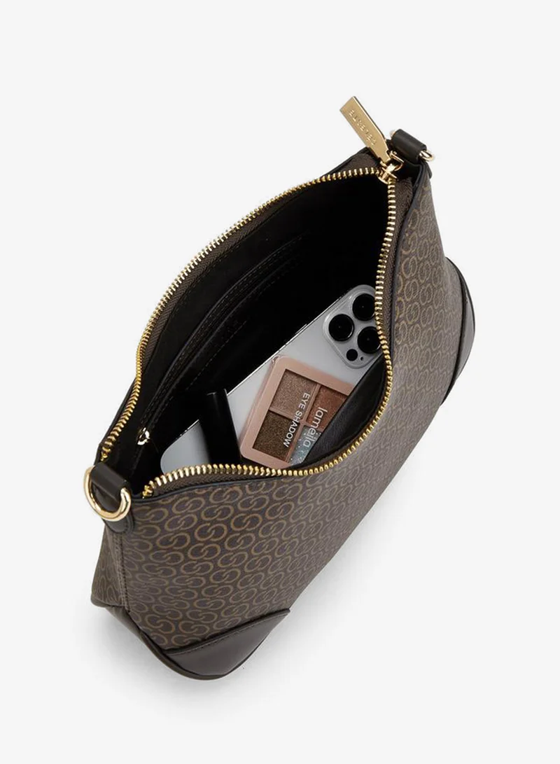 Celeste BROWN Monogram Print Crossbody Bag With Adjustable Shoulder Strap for Women | Best Price UAE