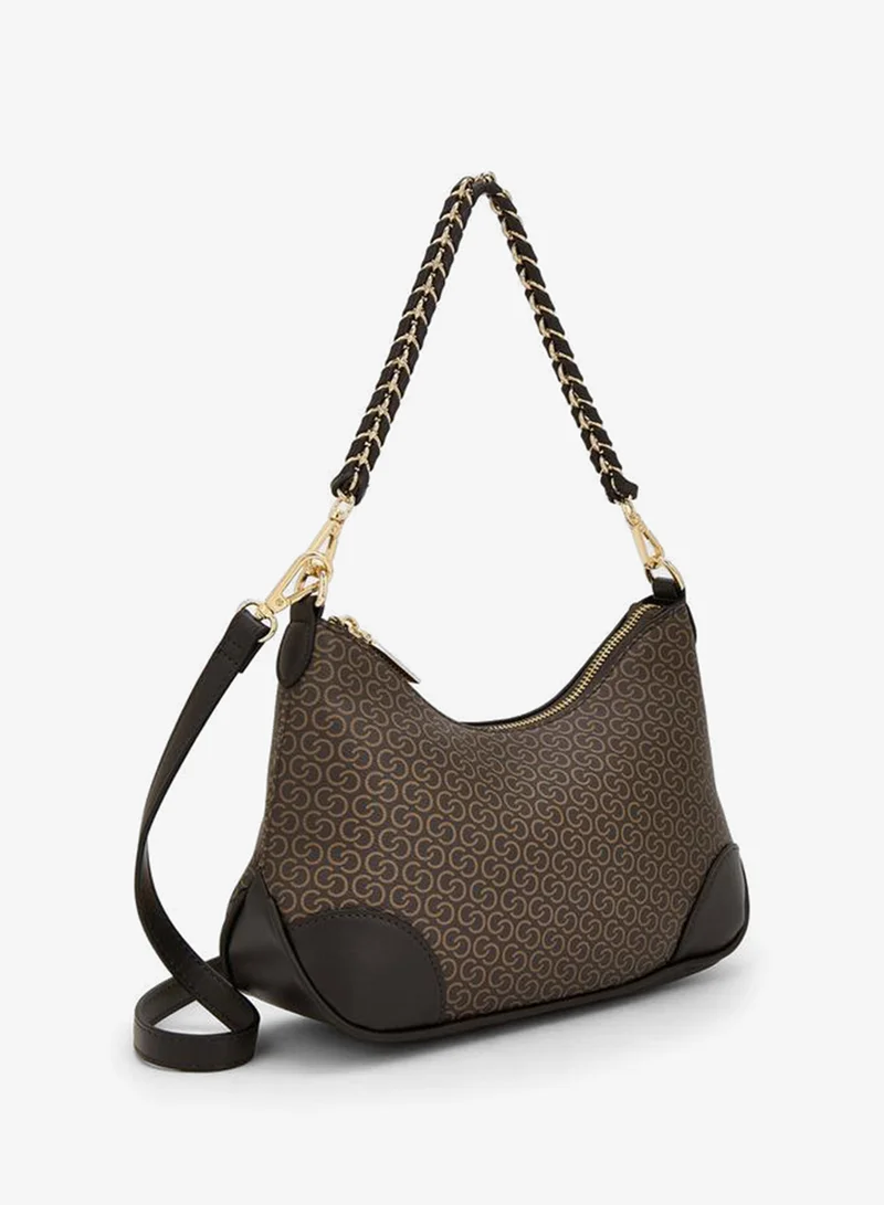 Celeste BROWN Monogram Print Crossbody Bag With Adjustable Shoulder Strap for Women | Best Price UAE
