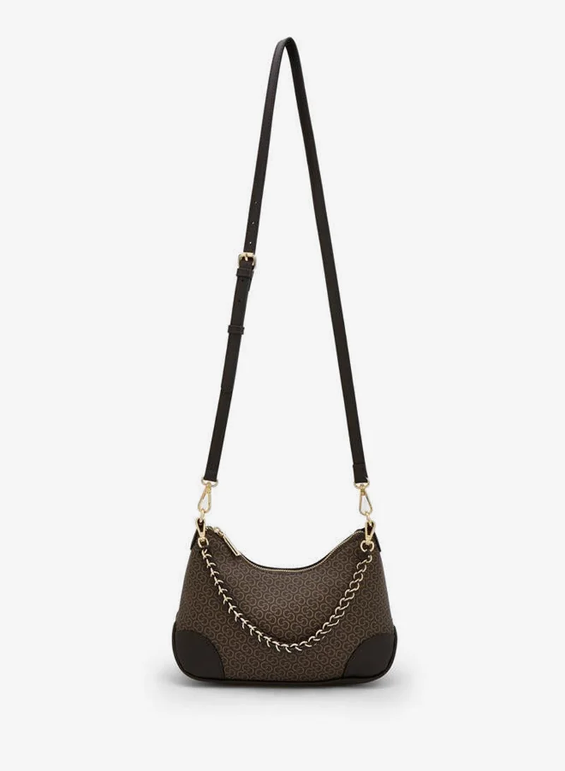 Celeste BROWN Monogram Print Crossbody Bag With Adjustable Shoulder Strap for Women | Best Price UAE