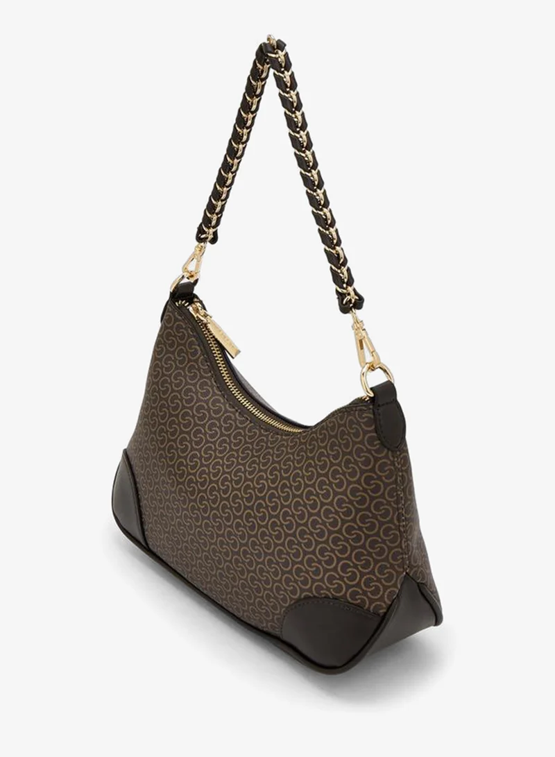 Celeste BROWN Monogram Print Crossbody Bag With Adjustable Shoulder Strap for Women | Best Price UAE