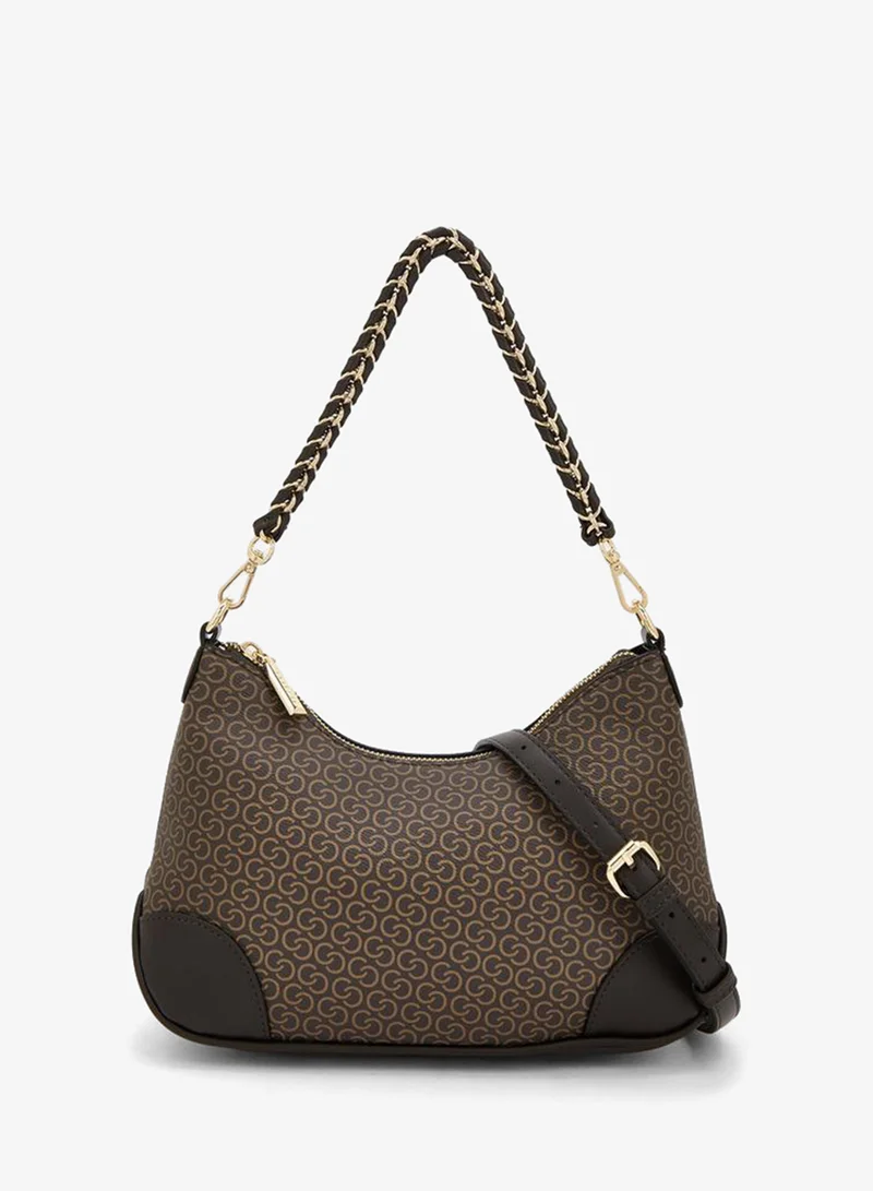 Monogram Print Crossbody Bag With Adjustable Shoulder Strap