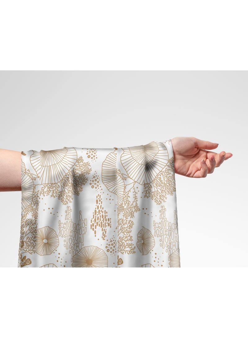 Vellato Al Lail Aramny Silk Fabric By The Yard Beige White Coral Oceanic Design Jalabiya Makhweer Dressmaking 58 Inches Width - Image 1