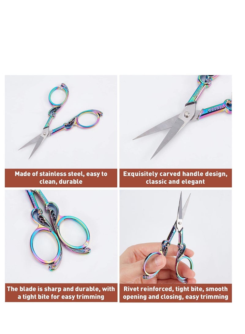 Embroidery Sewing Scissors Detail Shears Vintage Sharp Tip Scissor Stainless Steel Scissors for Cutting Fabric Craft Knitting Threading Needlework Artwork Handicraft DIY Tool - Image 4