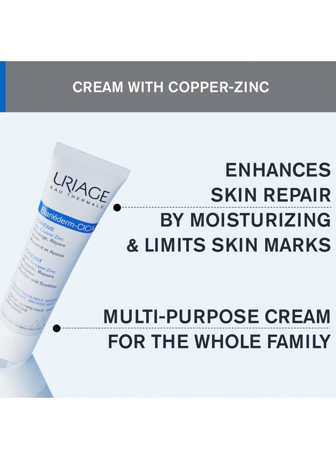 URIAGE Bariéderm-CICA Multi-Purpose Restoring Cream with Copper-Zinc & D-Panthenol | Enhances Skin Repair, For All Ages & Skin Types, Fragrance-Free, 40 mL / 1.35 oz - Image 2