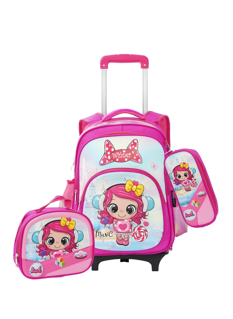 PARAJOHN - School Rolling backpack All in one Set of 3 (16 Inch), school bag set with Pencil case,lunch bag for boys and girls, back to school essential, trolley bag for school - Image 1