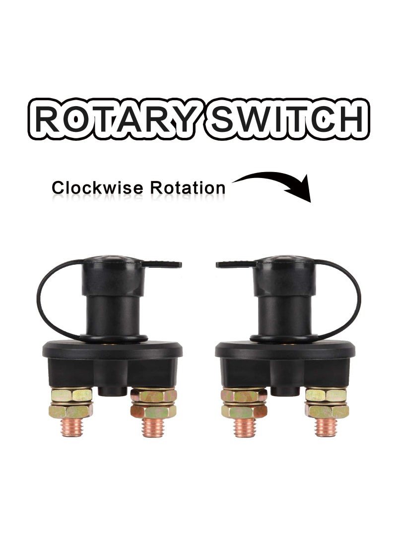 Battery Disconnect Switch, 12V 24V Battery Isolator Cut Off Power Kill Switch for Marine Car Boat RV ATV Auto Truck Vehicle, On Off Battery Master Switch with Waterproof Key and Cover, 2PCS - Image 3