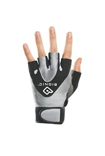 Bionic Women's StableGrip 1/2 Finger Fitness Gloves w/ NaturalFit Technology, Black (PAIR), Medium, Black/Silver - Image 4