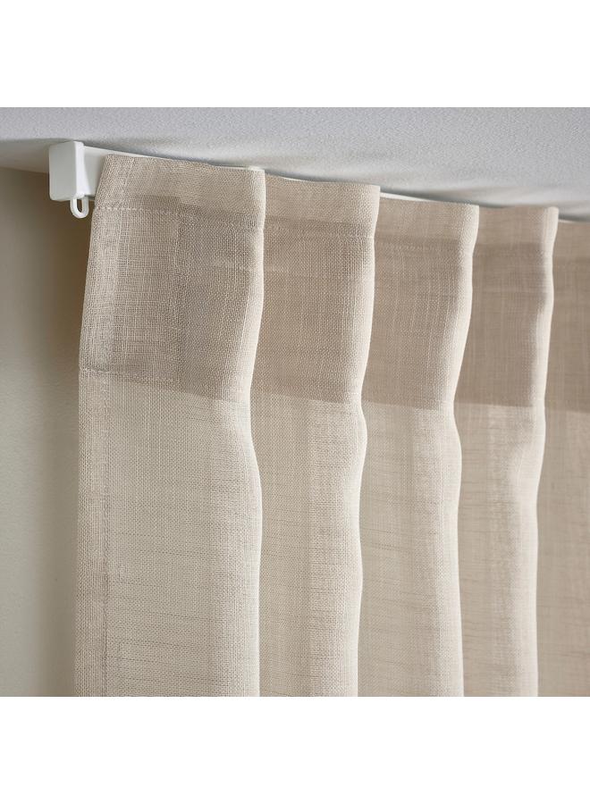 Zaboon Sheer Curtains, 1 Pair, With Heading Tape/Light Beige, 145X300 Cm - Image 5