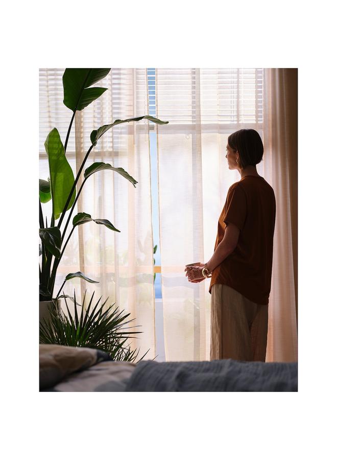 Zaboon Sheer Curtains, 1 Pair, With Heading Tape/Light Beige, 145X300 Cm - Image 4