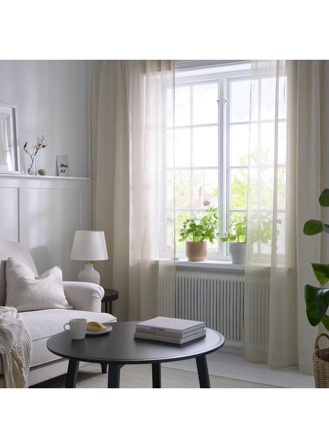 Zaboon Sheer Curtains, 1 Pair, With Heading Tape/Light Beige, 145X300 Cm - Image 2