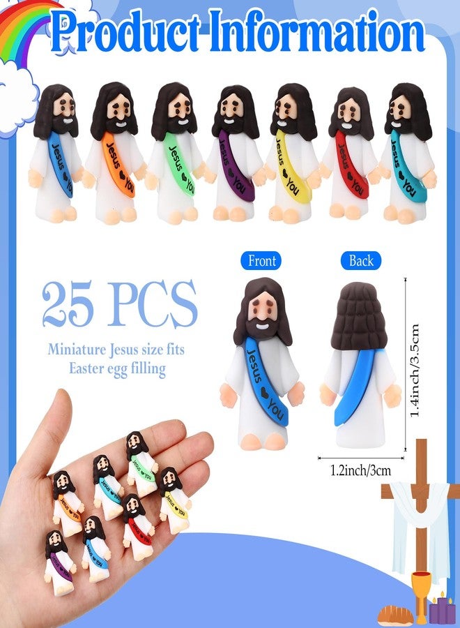 Bememo 25 Pcs Little Jesus Figures Original Design Jesus Love You Mini Rubber Toys to Hide and Seek Religious Party Favors Sunday School Baptism Gifts(Rainbow Color) - Image 2
