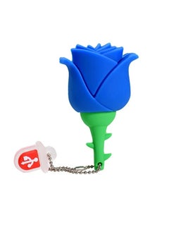 JASTER USB Flash Drive, USB 2.0 Creative Rose U Disk, Compact And Portable Data Storage Device, Fast Speed Data Transfer Colorful Flower Keychain Memory Stick, (1pc, 64GB, Blue)  - Image 1