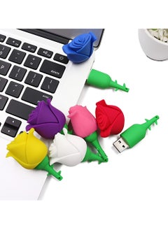 JASTER USB Flash Drive, USB 2.0 Creative Rose U Disk, Compact And Portable Data Storage Device, Fast Speed Data Transfer Colorful Flower Keychain Memory Stick, (1pc, 64GB, Blue)  - Image 3