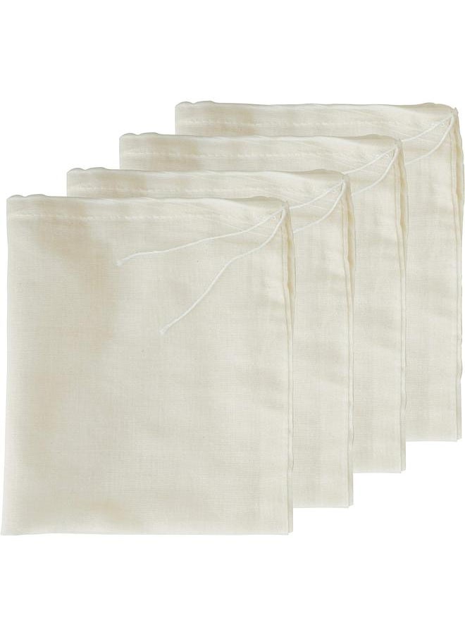 yongsheng Bags for Straining,Reusable Cold Brew Coffee Cheese Cloths Strainer,Large Nut Milk Tea Juice Bag,Natural Cotton Fine Mesh Filter Bags(Medium,4 Pack)  - Image 1
