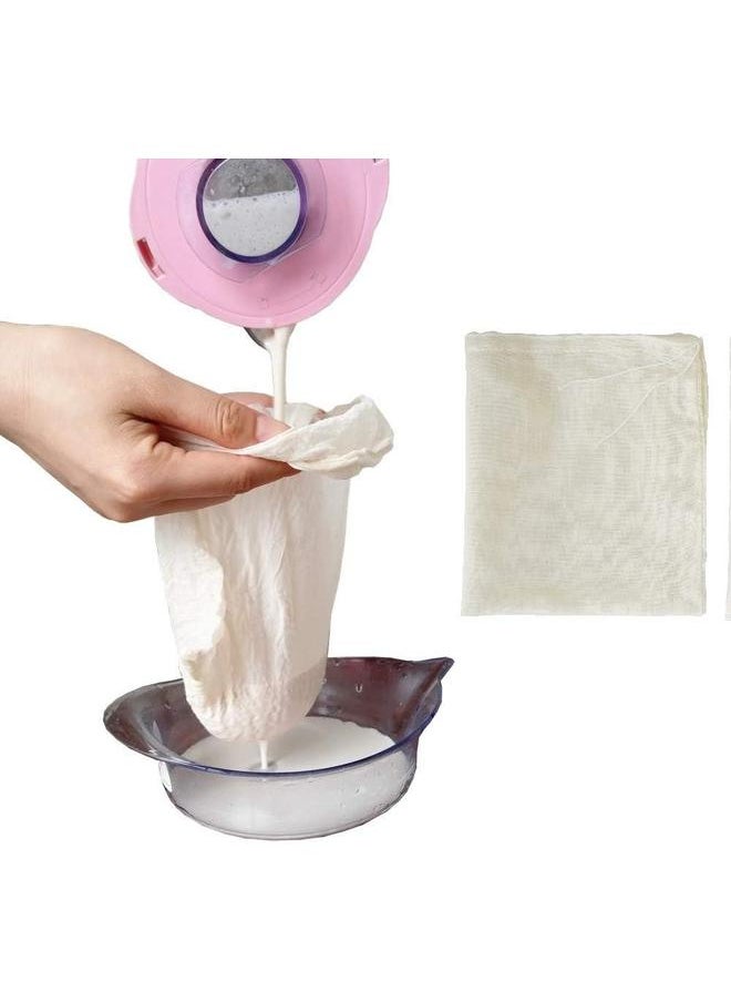yongsheng Bags for Straining,Reusable Cold Brew Coffee Cheese Cloths Strainer,Large Nut Milk Tea Juice Bag,Natural Cotton Fine Mesh Filter Bags(Medium,4 Pack)  - Image 2
