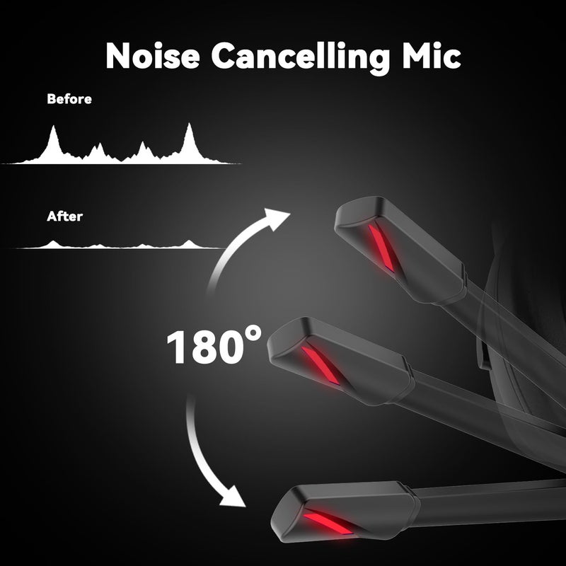 Jimonyer Gaming Headset for PC/PS4/PS5/Xbox One/Switch, Stereo Surround Sound Gaming Headphones with Noise Canceling Flexible Mic, Computer Headset with 3.5mm Jack(Black) - Image 4