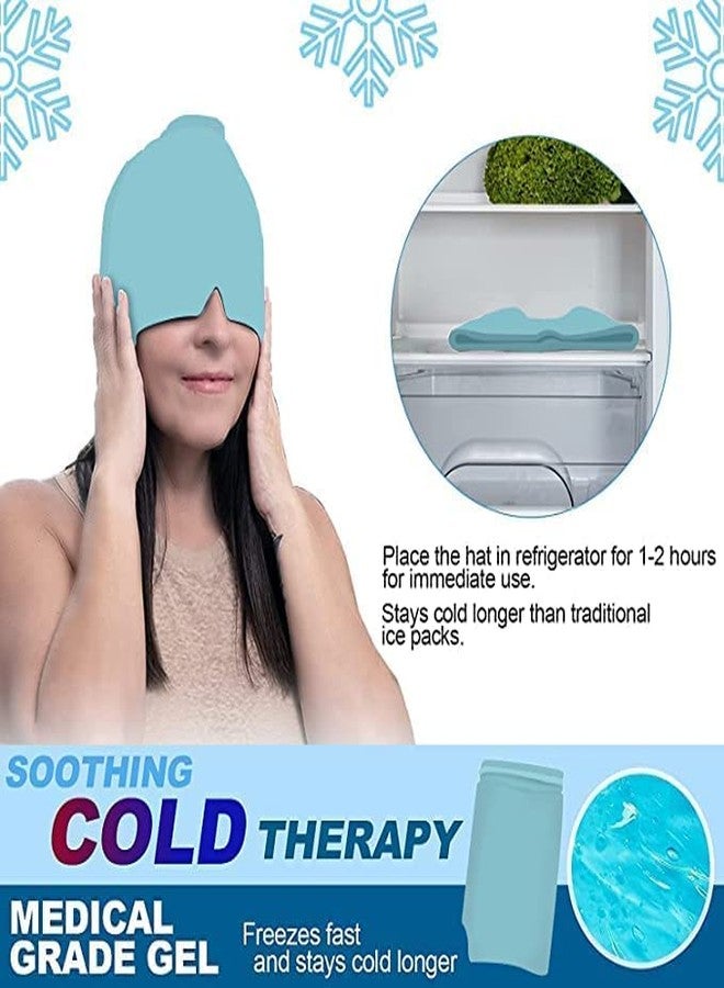 SHOPARAM Migraine and Headache Relief Hat,Cold Therapy Migraine Relief Cap, Flexible Gel Hot Cold Compress Head Ice Pack for Puffy Eyes, Tension, Headaches, Migraines, Sinus & Stress Relief (Blue) - Image 3
