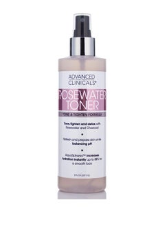 Advanced Clinicals Rosewater Toner With Charcoal And Aloe Vera Balancing Ph Formula Detoxifies And Hydrates Skin And Improves Overall Skin Tone Alcohol Free 8 Ounce Multi 237 ml 