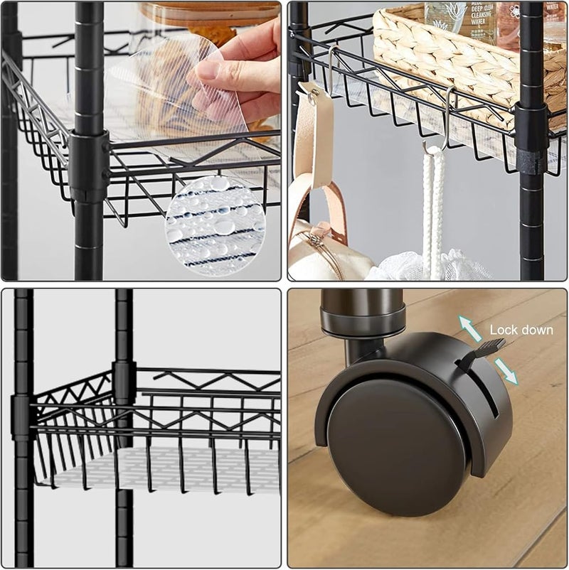 Uptyia 6-Tier Rolling Slim Wire Shelving Unit,Uptyia Adjustable Metal Storage Rack - Image 4