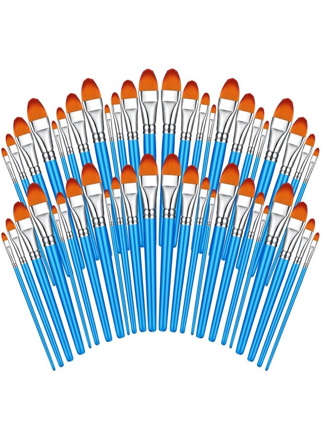 شير مجموعة فرش الرسم مكونة من 48 قطعة، فرش الرسم الأكريليكي، فرش الرسم الصغيرة، فرش الرسم الخشبية، فرش الرسم للأطفال، فرش الرسم بالألوان المائية، فرش الرسم الزيتي للوجه والجسم، 4 أحجام (نمط فيلبرت) - Image 1