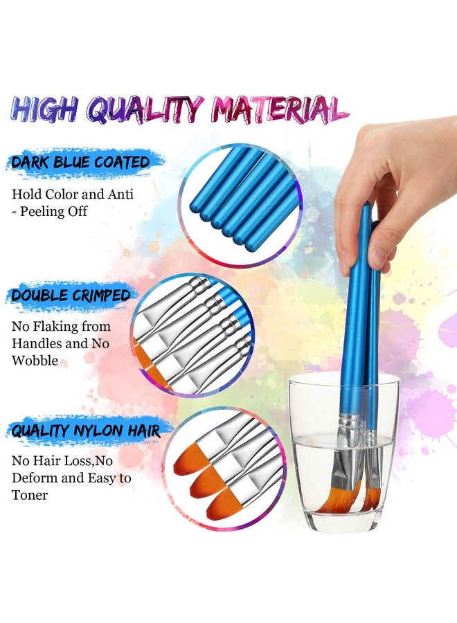 شير مجموعة فرش الرسم مكونة من 48 قطعة، فرش الرسم الأكريليكي، فرش الرسم الصغيرة، فرش الرسم الخشبية، فرش الرسم للأطفال، فرش الرسم بالألوان المائية، فرش الرسم الزيتي للوجه والجسم، 4 أحجام (نمط فيلبرت) - Image 3