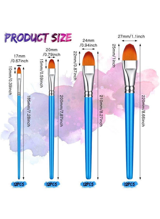 شير مجموعة فرش الرسم مكونة من 48 قطعة، فرش الرسم الأكريليكي، فرش الرسم الصغيرة، فرش الرسم الخشبية، فرش الرسم للأطفال، فرش الرسم بالألوان المائية، فرش الرسم الزيتي للوجه والجسم، 4 أحجام (نمط فيلبرت) - Image 2