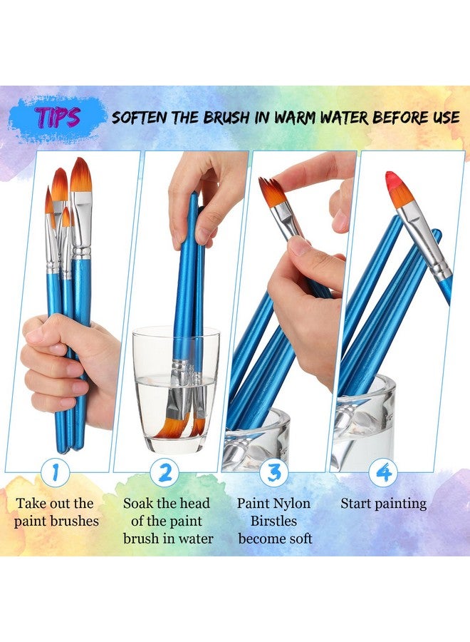 شير مجموعة فرش الرسم مكونة من 48 قطعة، فرش الرسم الأكريليكي، فرش الرسم الصغيرة، فرش الرسم الخشبية، فرش الرسم للأطفال، فرش الرسم بالألوان المائية، فرش الرسم الزيتي للوجه والجسم، 4 أحجام (نمط فيلبرت) - Image 4