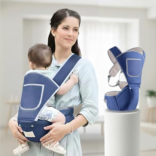 OBABY Ergonomic Hip Seat Baby Carrier: Pain-Free Lumbar Support for Parents – 5 Comfortable Carry Positions – Soft Premium Cotton, Lightweight & Adjustable – Essential Travel Gear for Infants & Toddlers (Dark Blue) - Image 1