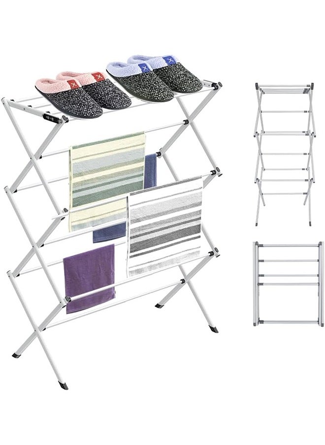 DMG TECH Clothes Drying Stand, 3 Tier Expandable and Foldable Clothes Drying Stand, X-Shaped Design(White)  - Image 1