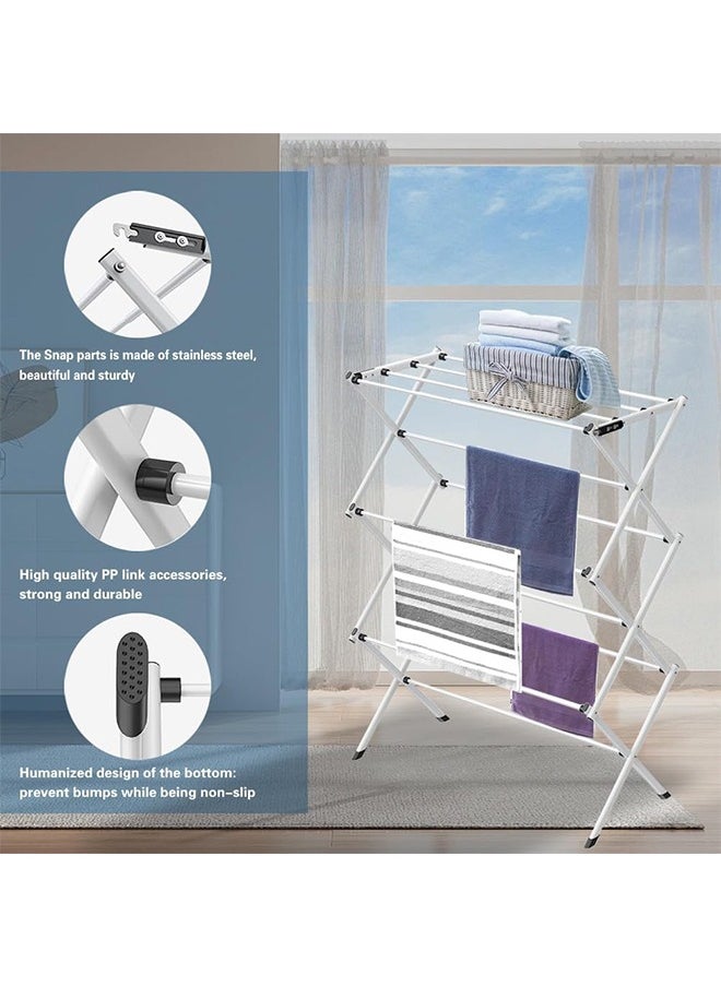 DMG TECH Clothes Drying Stand, 3 Tier Expandable and Foldable Clothes Drying Stand, X-Shaped Design(White)  - Image 2