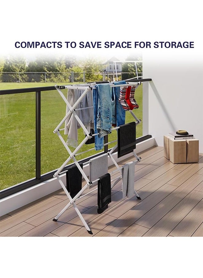 DMG TECH Clothes Drying Stand, 3 Tier Expandable and Foldable Clothes Drying Stand, X-Shaped Design(White)  - Image 5