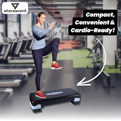 Storescent Polypropylene Aerobic 2 Level Adjustable Workout Fitness Stepper Exercise Step Deck Platform with Risers for Sports and Fitness (Black & Grey, Standard) - Image 5