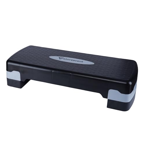 Storescent Polypropylene Aerobic 2 Level Adjustable Workout Fitness Stepper Exercise Step Deck Platform with Risers for Sports and Fitness (Black & Grey, Standard) - Image 2