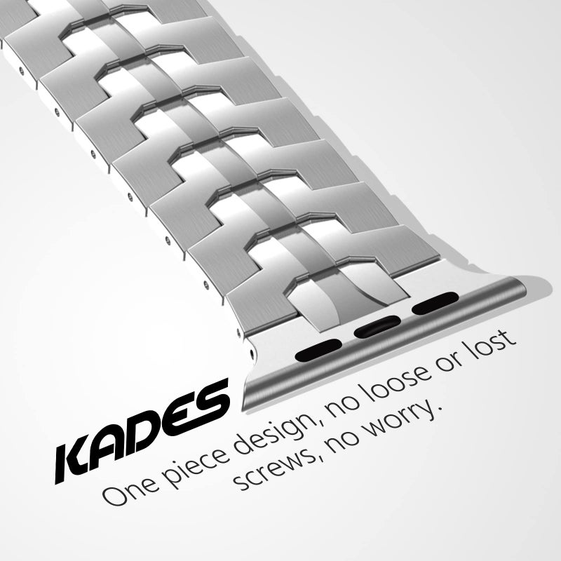 KADES Stainless Steel Link Bracelet for Apple Watch Band Ultra 3/2/1 49mm Series 11/10 46mm 9/8/7 45mm 6/5/4 44mm Series 3/2/1 42mm, Heavy Duty Metal Strap for Men, Silver - Image 2