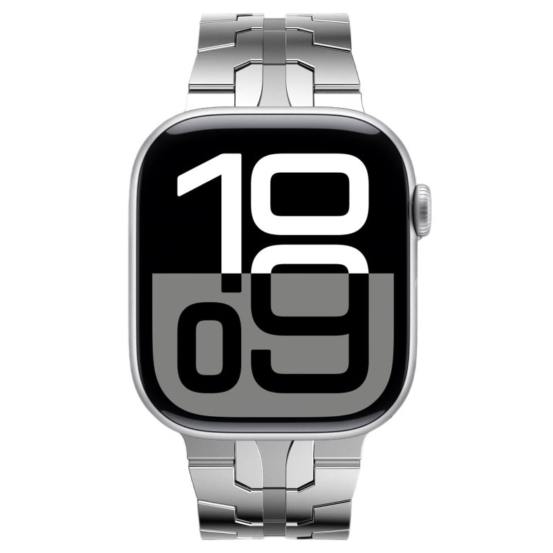 KADES Stainless Steel Link Bracelet for Apple Watch Band Ultra 3/2/1 49mm Series 11/10 46mm 9/8/7 45mm 6/5/4 44mm Series 3/2/1 42mm, Heavy Duty Metal Strap for Men, Silver - Image 1