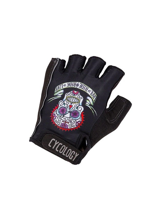 CyCology DAY OF THE LIVING CYCLING GLOVES BLACK. - Image 2