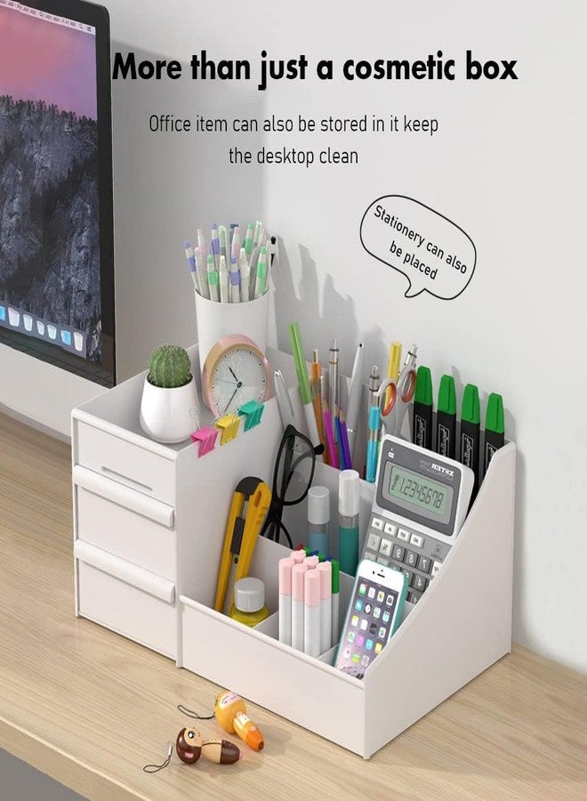 PIHARVA Cosmetic Organizer Box with Drawers White – Plastic Makeup Organiser for Women – Multipurpose Storage Box for Cosmetics Jewellery Stationery and Accessories - Image 5
