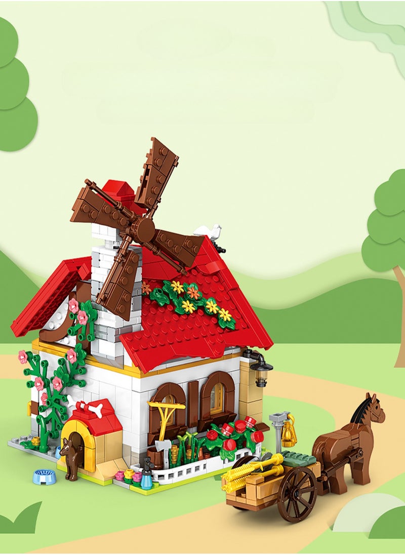 LOOPITYS 720 PCS Farm House Building Toy -  Farm Animals Building Block Set with Horse,  Farm Tools,  Girls Boys Ages 6 -12 Birthday Gift  - Image 1