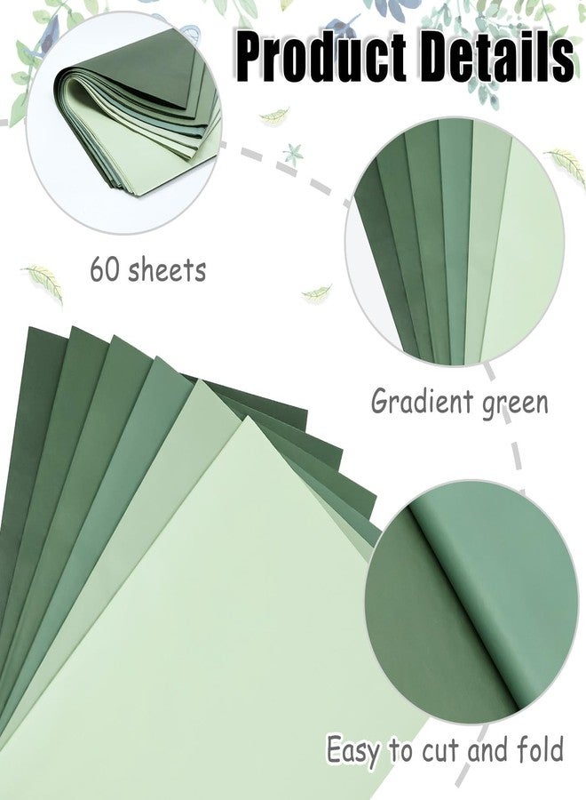 MUNILAIL 60 Sheets Sage Green Tissue Paper 14 x 20 Inches Gradient Green Tissue Paper 6 Solid Green Wrapping Papers for Birthday Wedding Baby Shower Gift Packing Crafts - Image 4
