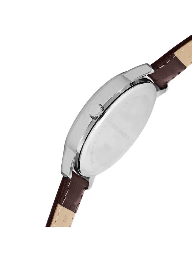 French Connection ساعة أنالوج للرجال بقرص أبيض وحزام جلد بني 42 مم - Image 4