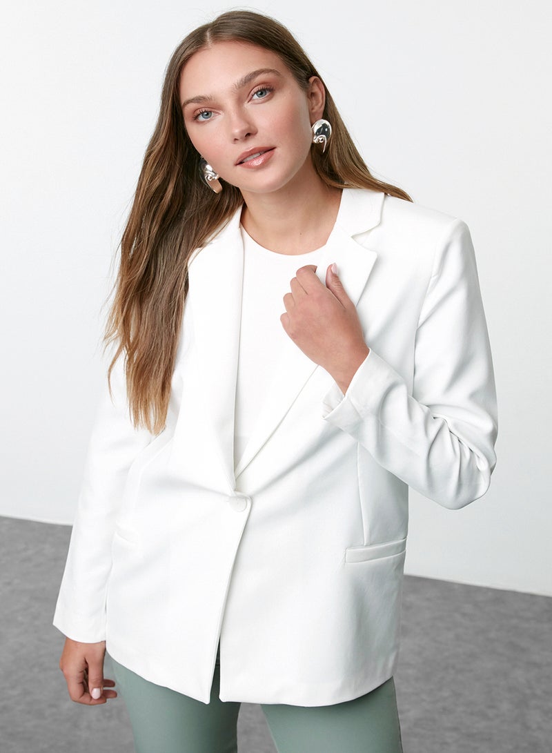 trendyol White Regular Lining Detailed Woven Blazer Jacket Twoaw20Ce0316 - Image 2