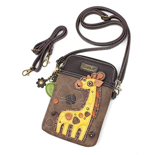 CHALA Wilderness Animal Collection Cell Phone Crossbody Purse-Women PU Leather/Canvas Multicolor Handbag with Adjustable Strap - Giraffe - brown - Image 2