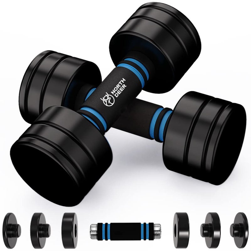 Northdeer Hand Weights Set 5lbs Pair (3lbs/4lbs/5lbs) Adjustable Black Coated Weight Set with Foam Handles Home Exercise Gym Workout for Women, Youth (5lbsÃ—2) - Image 1