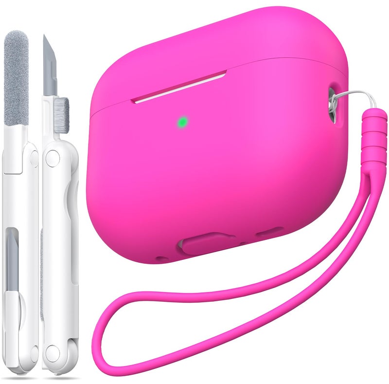 MHYALUDO for AirPods Pro 1st2nd Generation Case Cover Military Grade AntiFall Soft Silicone ShockAbsorbing for AirPods Pro Case Skin Touch with Keychain and Cleaning Kit Rose Pink - Image 2