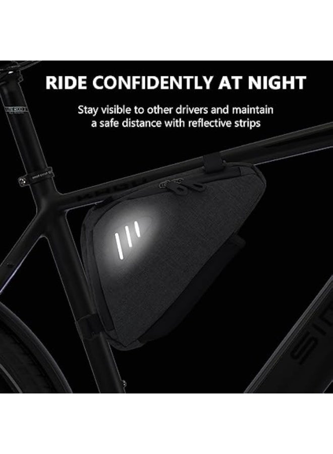 Soofam Bike Triangle Bag, Top Tube Bike Bag, Water-Resistant Bike Frame Bag with Many Pockets, Front Frame Bag for Bicycles, Top Tube Bike Accessories Storage Pouch, Cycling Accessories Pack - Image 5