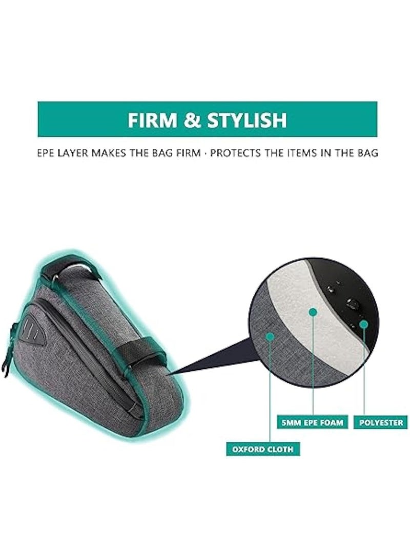 Soofam Bike Triangle Bag, Top Tube Bike Bag, Water-Resistant Bike Frame Bag with Many Pockets, Front Frame Bag for Bicycles, Top Tube Bike Accessories Storage Pouch, Cycling Accessories Pack - Image 4