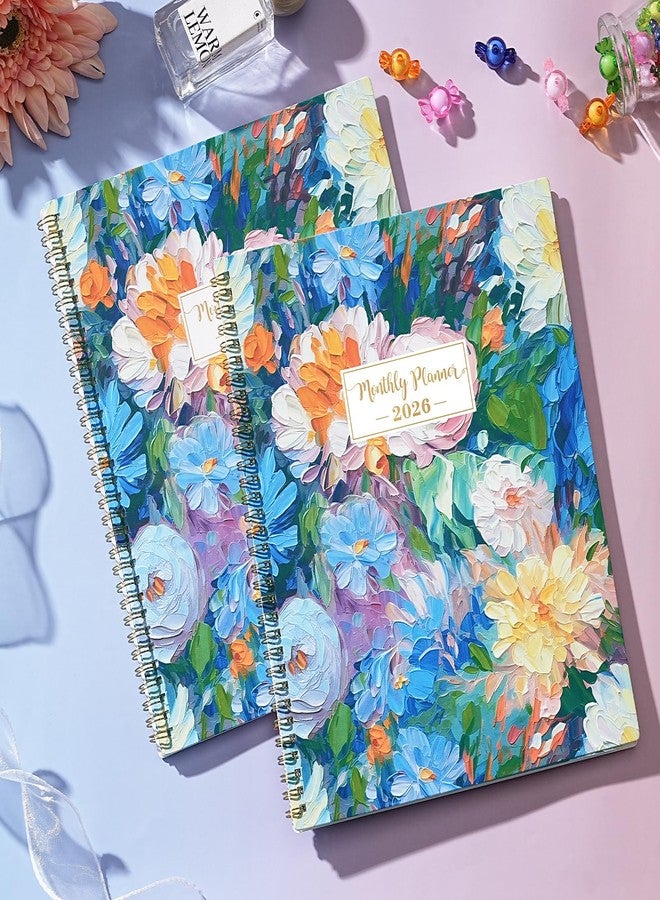 Vondafe 2026 Monthly Planner - 2026 Planner, Jan. 2026 - Dec. 2026, Monthly Planner 2026, 9" x 11", 2026 Calendar Planner with Twin-wire Binding + Green Tabs + Back Pocket - Floral - Image 2