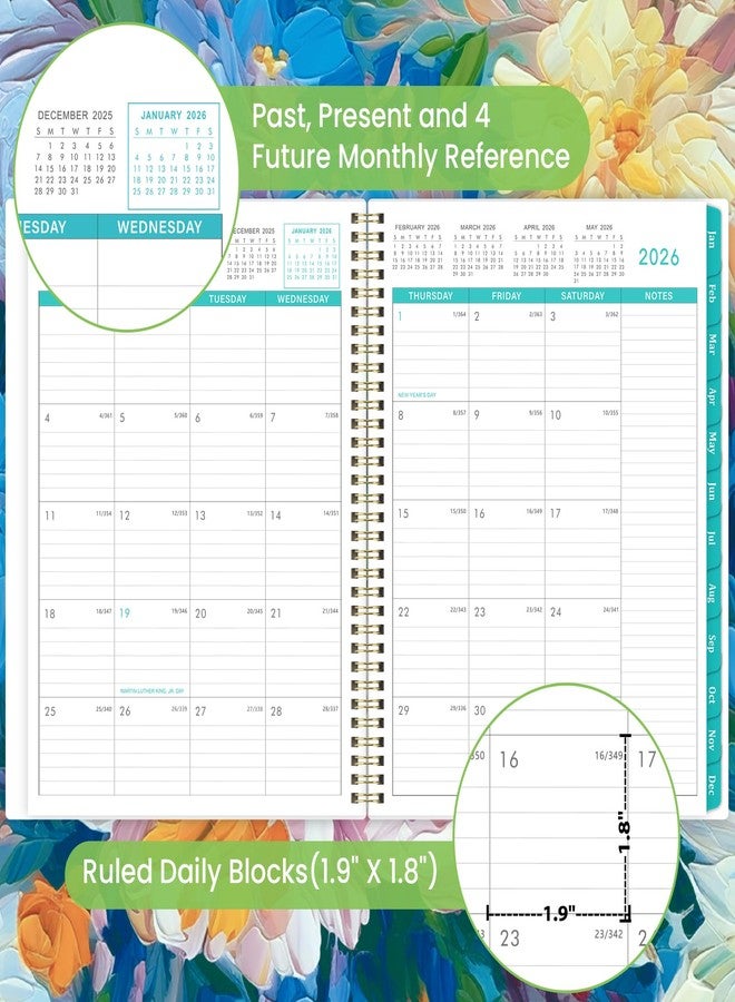 Vondafe 2026 Monthly Planner - 2026 Planner, Jan. 2026 - Dec. 2026, Monthly Planner 2026, 9" x 11", 2026 Calendar Planner with Twin-wire Binding + Green Tabs + Back Pocket - Floral - Image 4