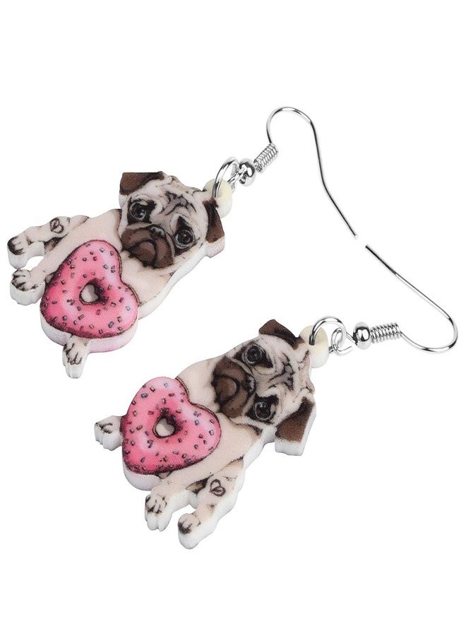Bonsny Acrylic Valentine's Day Red Heart Love Pug Dog Earrings Drop Dangle Jewelry For Women Gift Charms - Image 3